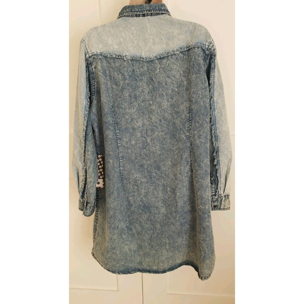 NWT G.KALE DENIM COLOR BUTTON FRONT CLOSURE TUNIC DRESS XLARGE PETITE - Picture 5 of 9